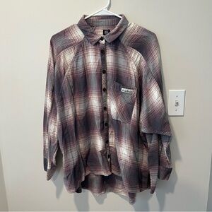 BDG Oversized Plaid Flannel Button-Up Shirt, Size Small